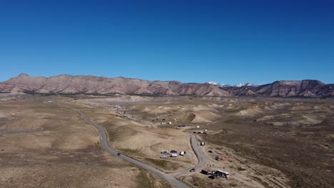 people car camping and trailer camping in the plains of fruita colorado, aerial