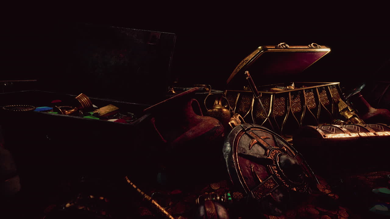 어 ⁇  속에서 보석과 금 동전을