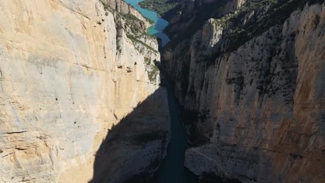 aerial views of mont-rebei canyon in the catalan pyrenees