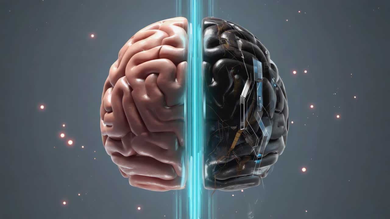 Conceptual Image of Human and Artificial Brain Integration