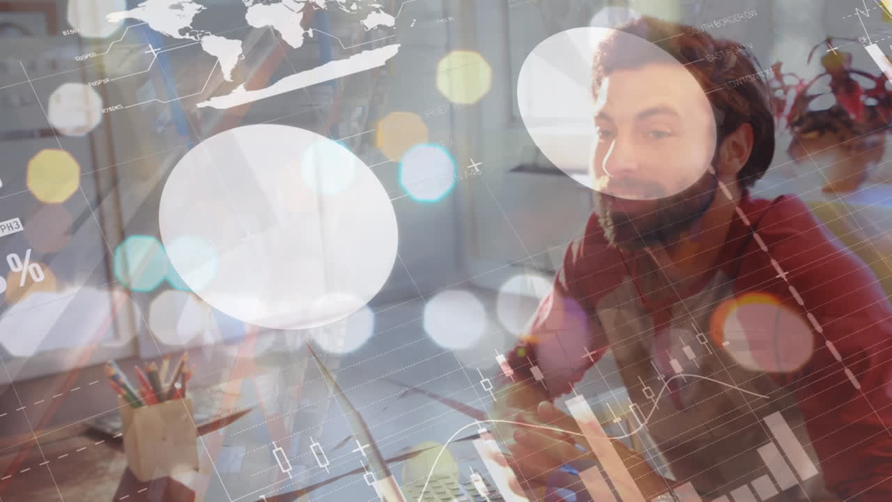 animación de las estadísticas y el procesamiento de datos financieros sobre el empresario.