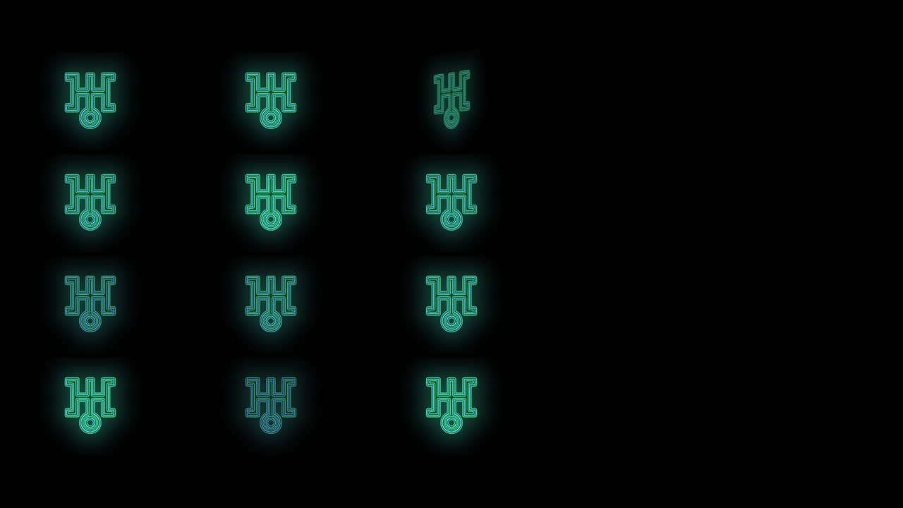 Pulsing Japan icon pattern with neon light in casino style