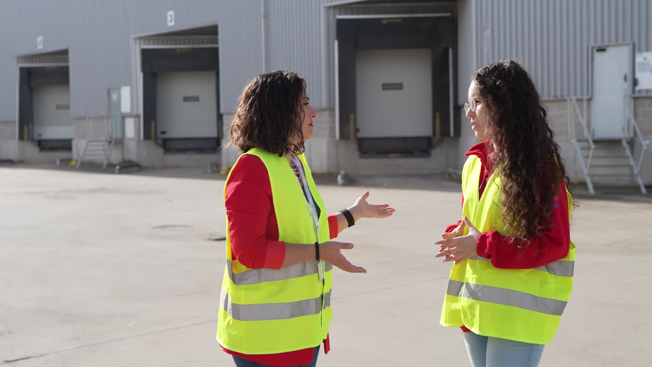 Dos mujeres hablando frente a un almacén