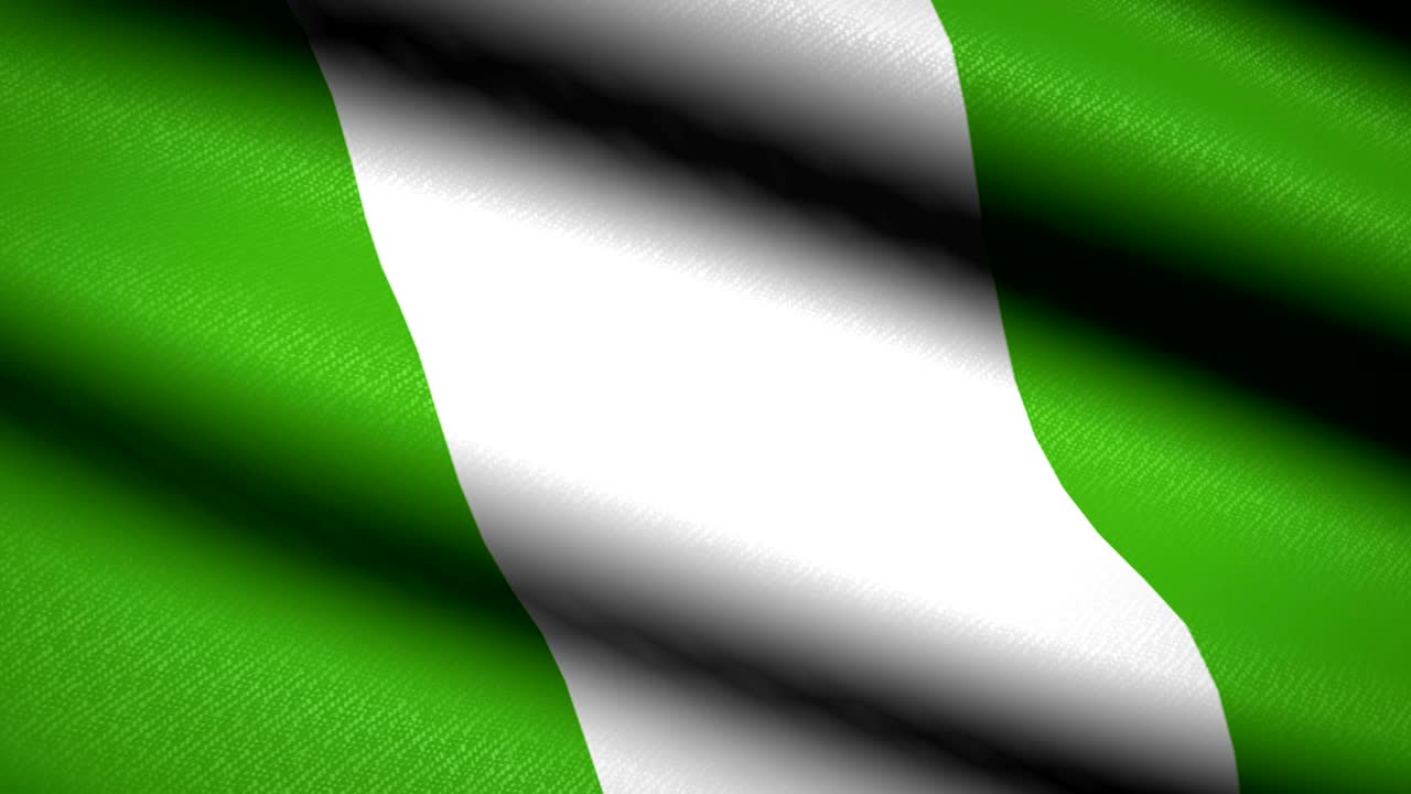bandera de nigeria ondeando fondo textil con textura. animación de bucle sin costuras. pantalla completa. movimiento lento. video en 4k
