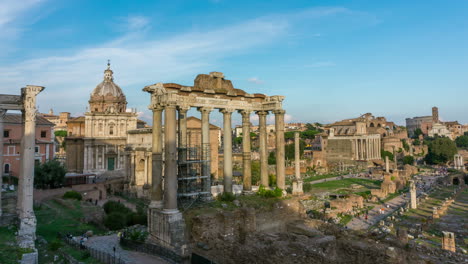 Lapso-De-Tiempo-Del-Foro-Romano-En-Roma,-Italia