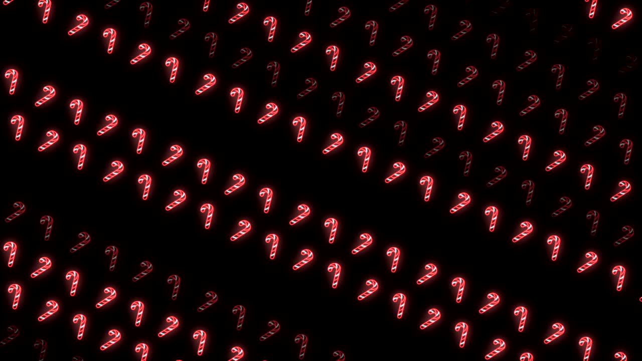 fondo de patrón de navidad de neón estroboscópico de bastón de caramelo en rojo, blanco y negro animación en bucle estroboscópica