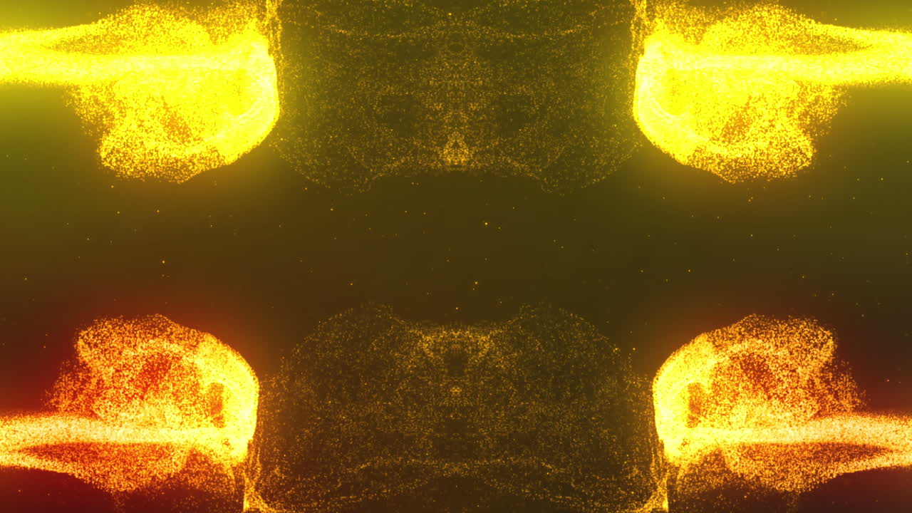 검은 바탕에서 움직이는 밝은 노란색 빛의 트레일의 애니메이션