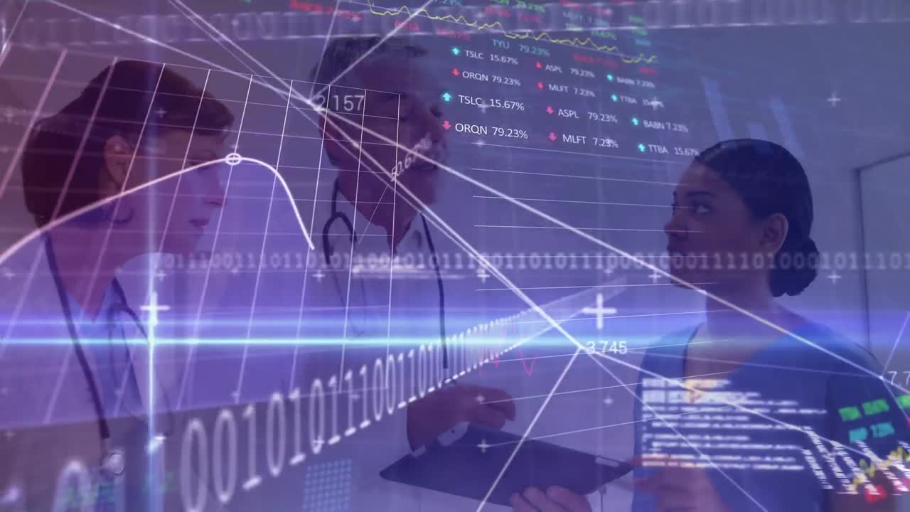 Animation of data processing over diverse doctors talking