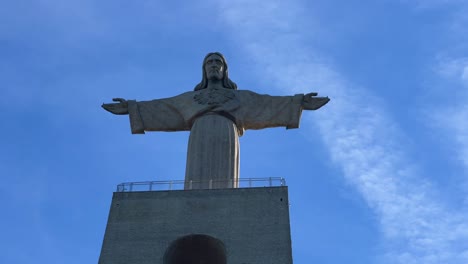 close up of sanctuary of christ the king of portugal with blue sky