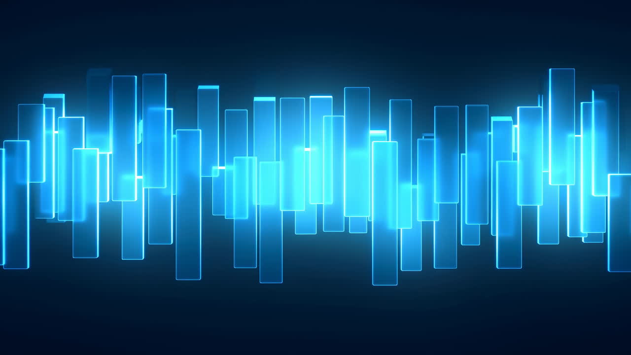 Abstract Blue Glowing Rectangular Bars Animation Loop
