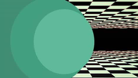 Animation-of-green-circles-over-digital-black-and-white-space