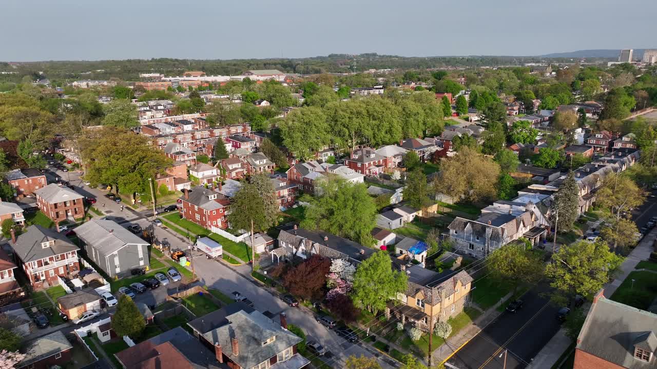 Aerial View of a Residential Neighborhood in Springtime