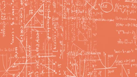 Animation-of-mathematical-equations-on-red-background