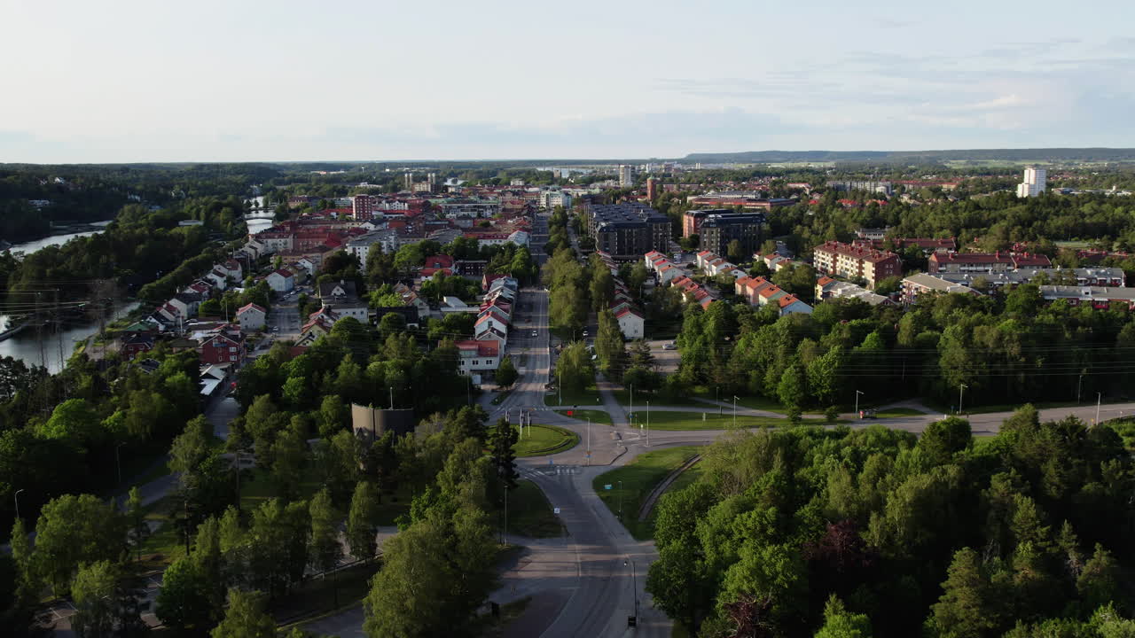 Suburban Area Near Innovatum Science Center In Trollhättan, Sweden. Aerial Wide Shot