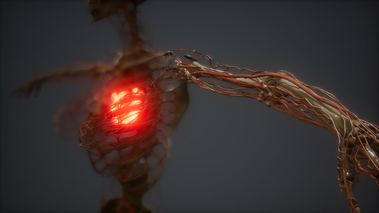 아픈 인간의 심장의 cg 애니메이션