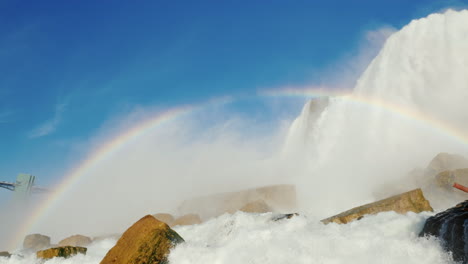 rainbow at base of niagara falls