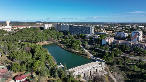 la mosson's dam, a testament to montpellier's development, looks resplendent und