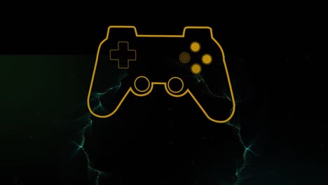 animation of game controller over abstract pattern against black background