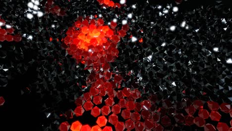 bulbs start to glow forming pattern like abstract garland. red orange waves runs across balls like in christmas garland, 3d abstract looped background with lot of gray spheres lay on plane.