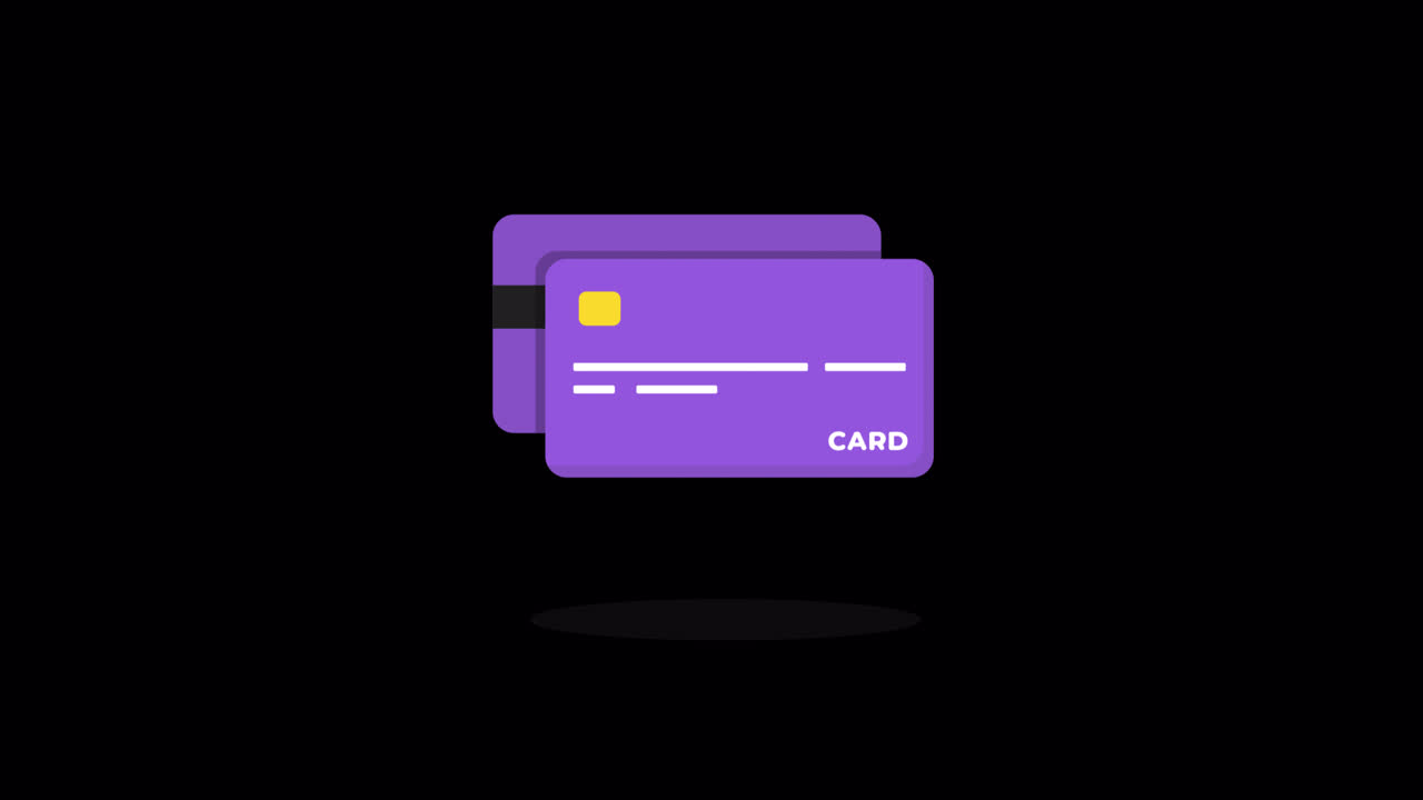 Animated Illustration of Floating Purple Credit Cards