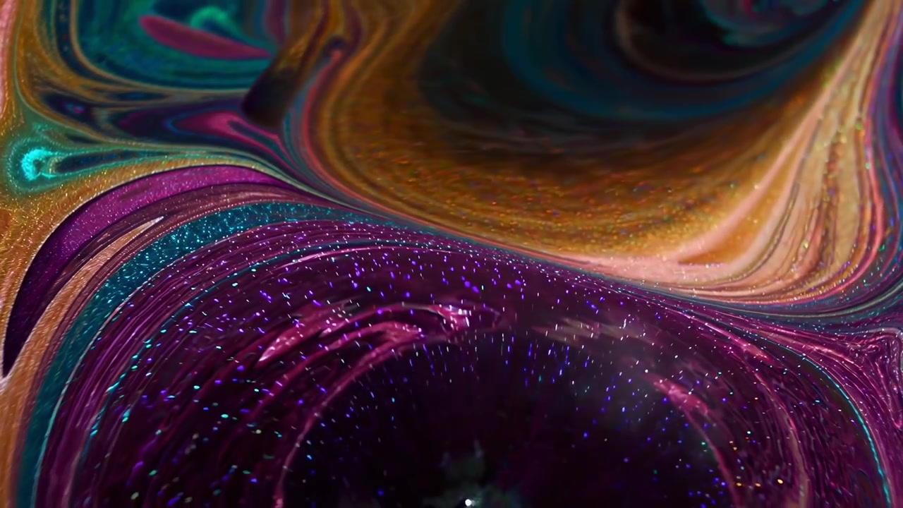 Abstract Swirling Liquid Colors with Glittering Texture