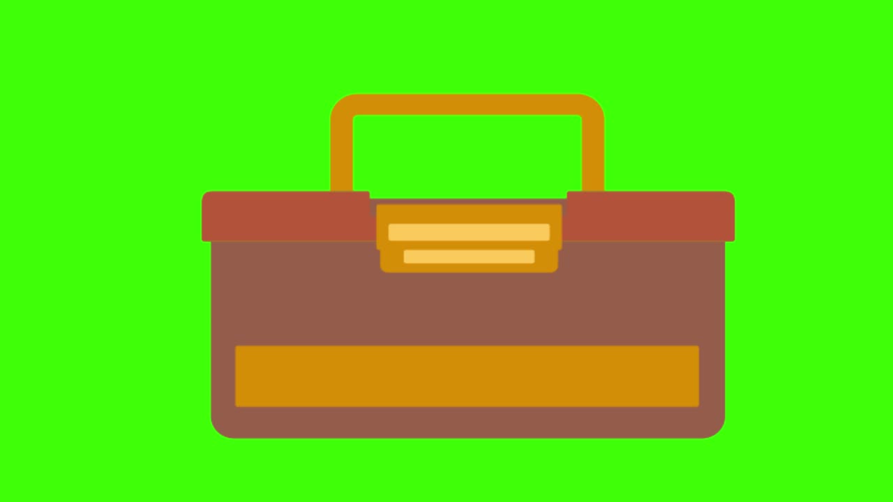 icono de una caja de herramientas en una pantalla verde en 4k