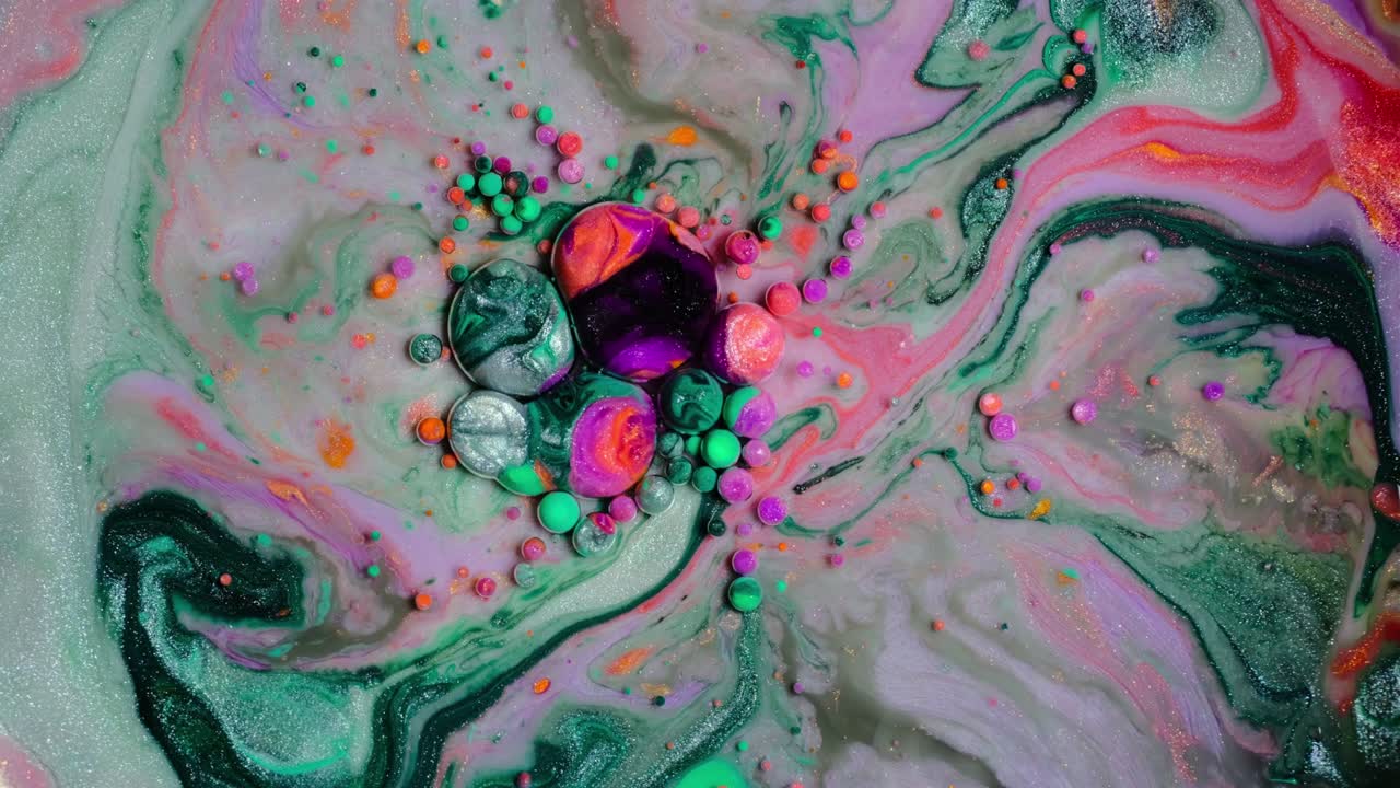 pintura colorida y burbujas fondo abstracto video 4k