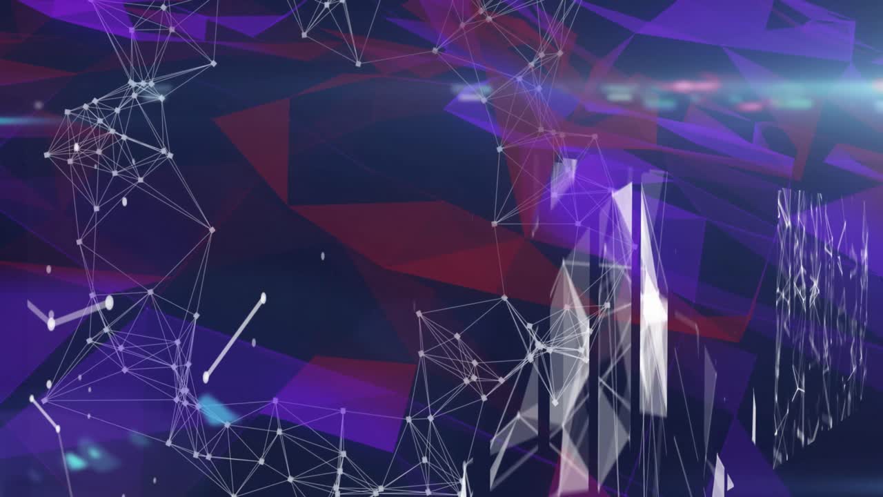 검은색 배경에 연결 및 모양의 네트워크의 애니메이션