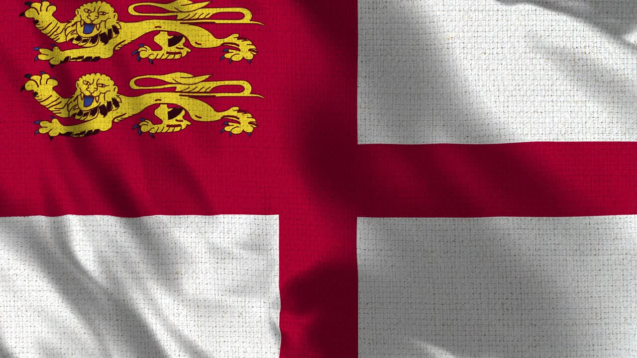 Sark Flag - Realistic 4K - 30 fps flag of the Sao Sark waving in the wind.