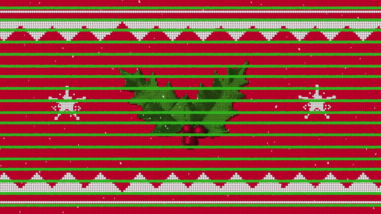 초록색 줄무 ⁇  와 눈 이  ⁇ 리 가지 와 베리 위 에 떨어지는 전통적 인 빨간색 크리스마스 패턴