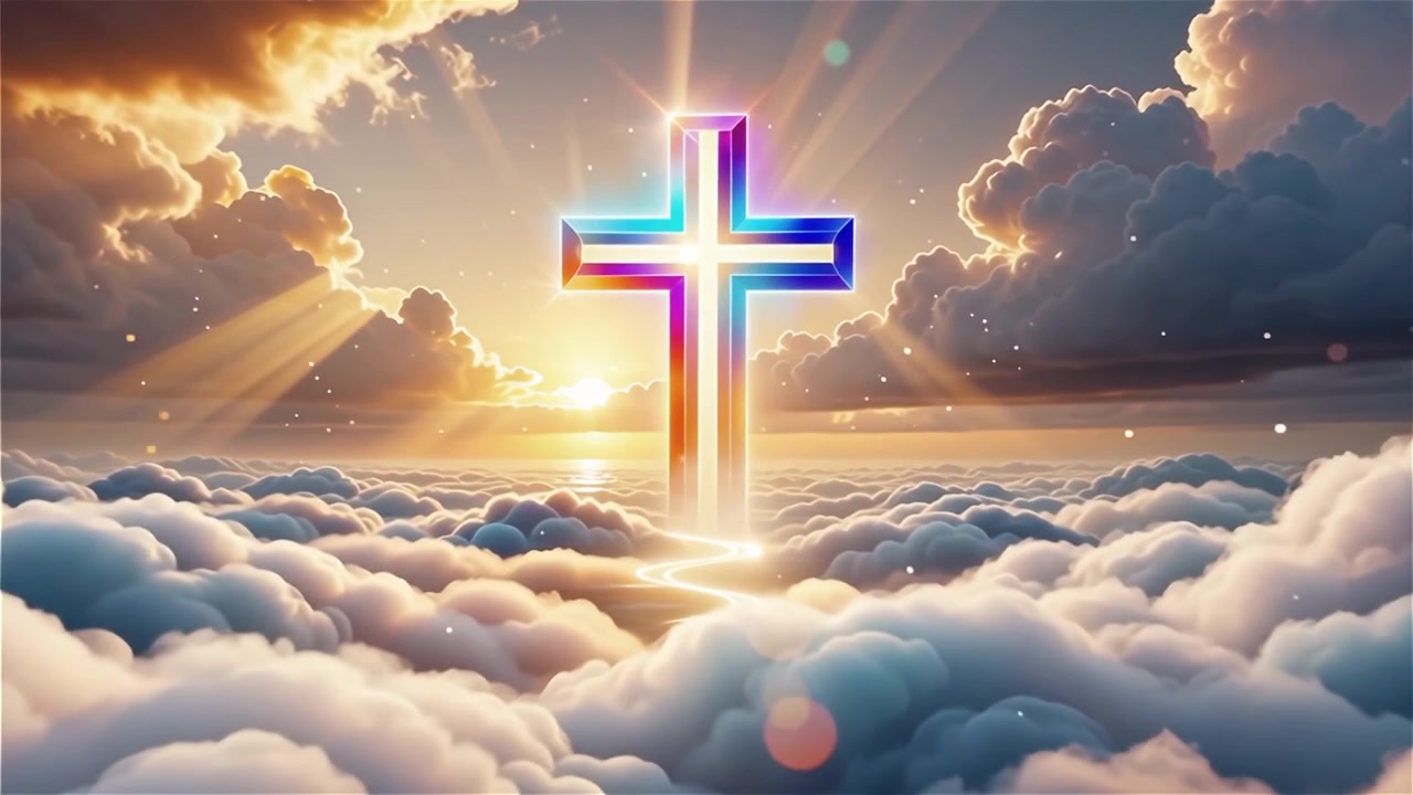 Christian Cross Heavenly Light Worship Background