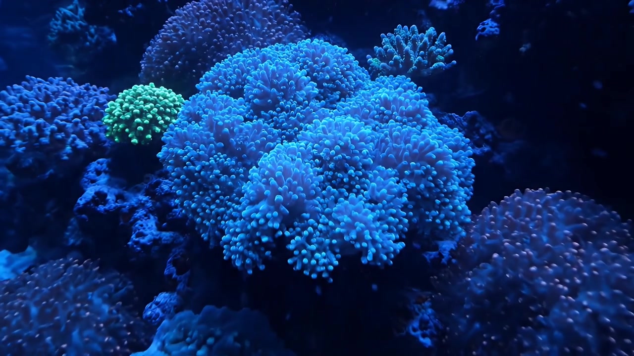 Barriera corallina blu e verde vivaci sott'acqua