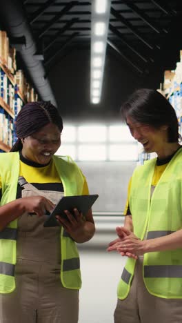 vertical video african american and asian people managing online orders and airway bills