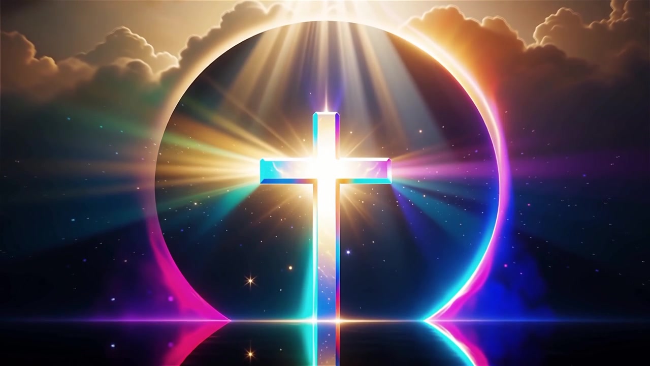 Christian Cross Heavenly Light Worship Background