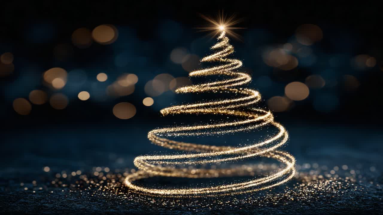 A Stunning Sparkling Christmas Tree Illuminated with Golden Lights, Exuding Festive Cheer and Joyful Atmosphere Perfect for Celebrating the Holiday Season Ahead