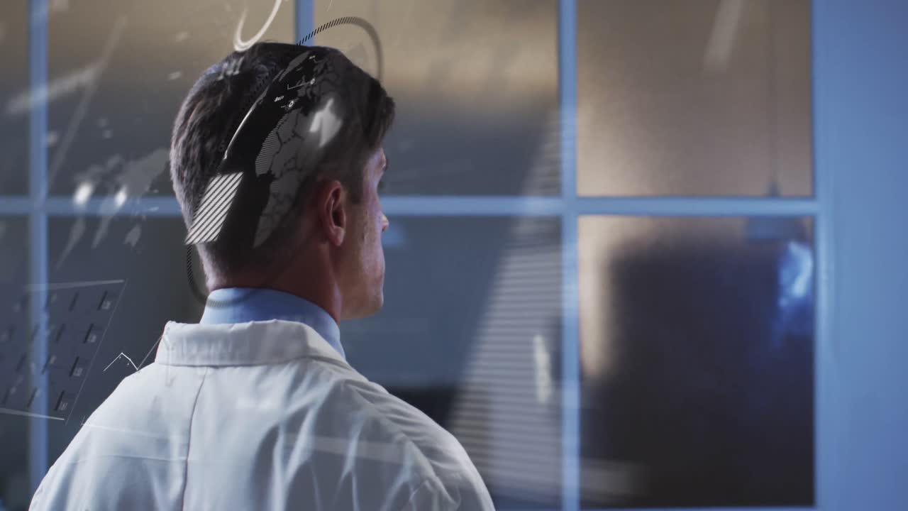 카우카시안 사업가에 대한 데이터 처리 애니메이션