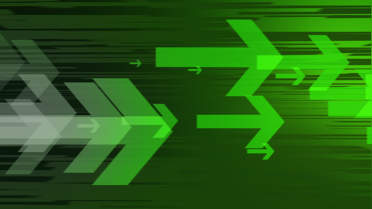 Geometric green abstract background with fast moving arrows. Looped animation.