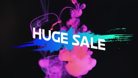 Animation-of-huge-sale-text-and-shapes-on-black-background