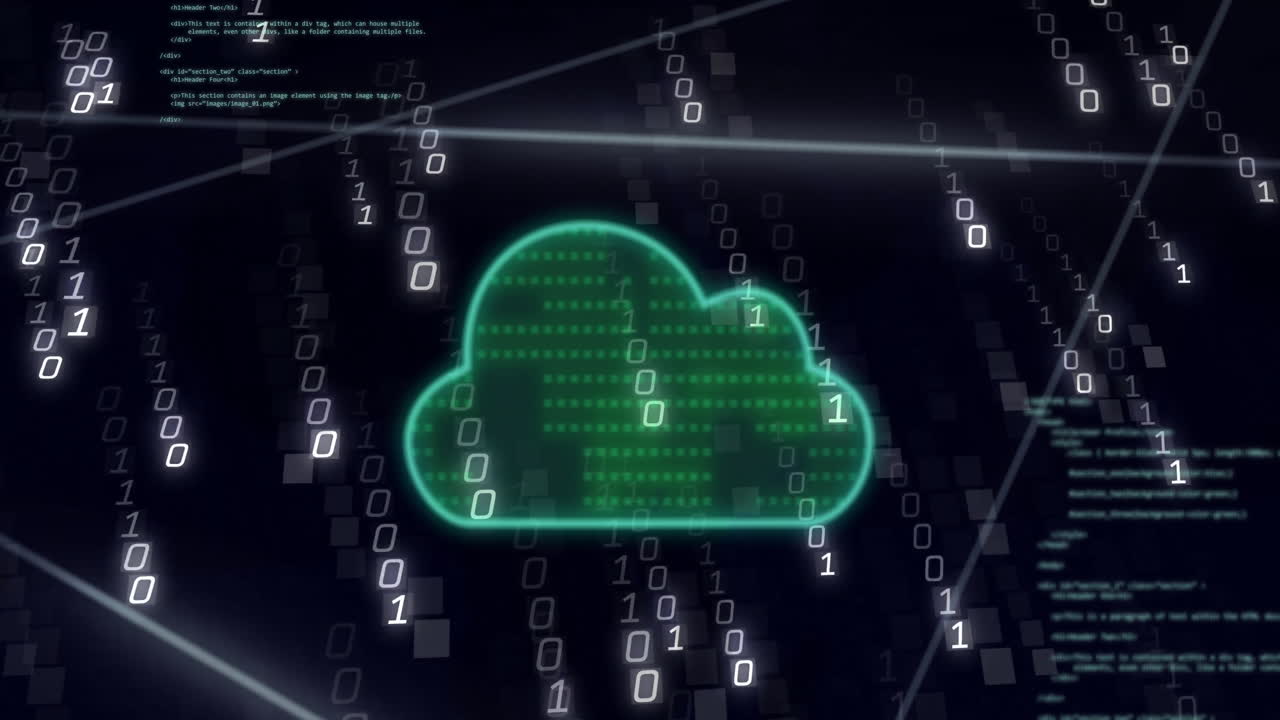 animación de la red de conexiones con procesamiento de datos en la nube