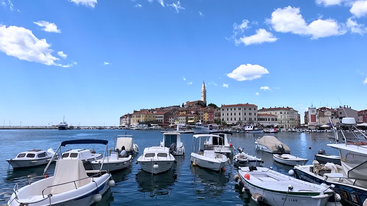 Scenic coastal town of Rovinj Croatia, charming and picturesque old town, static