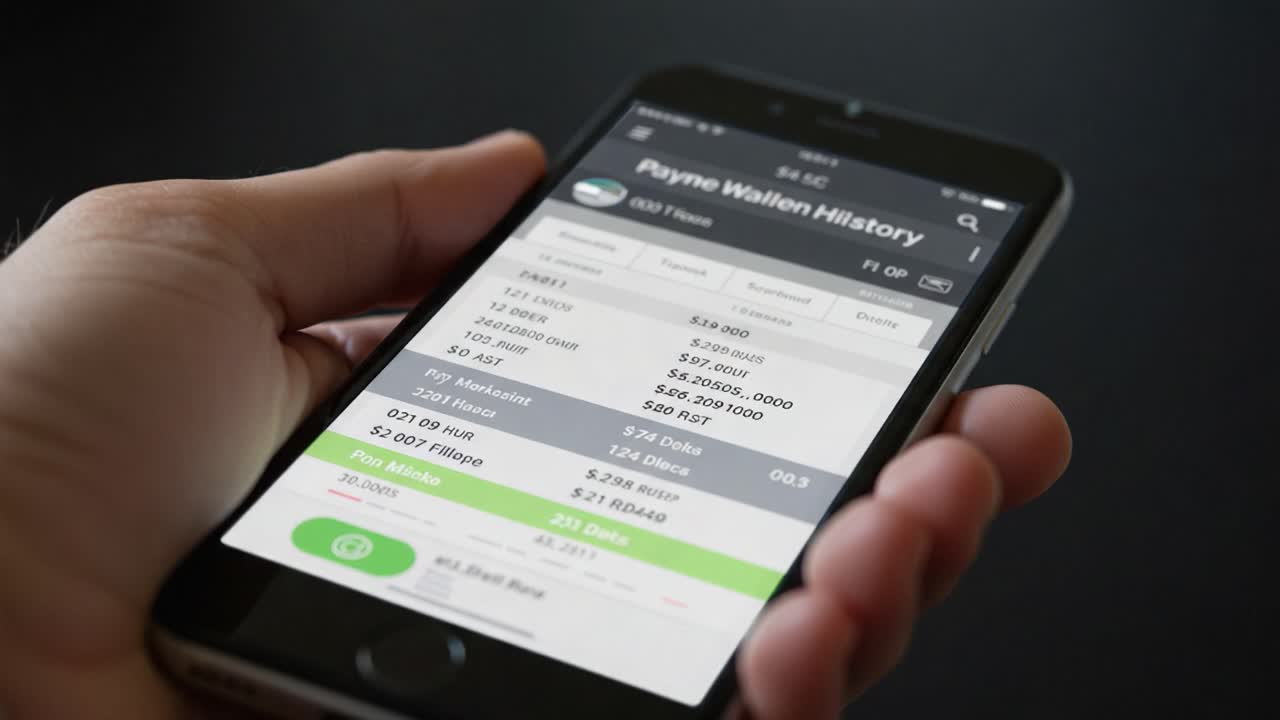 Detailed Financial Tracking and History Management Displayed on a Smartphone Screen, Showcasing Transaction Records with Valuable Insights and Data Overview