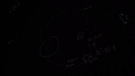 Animation-of-mathematical-equations-on-black-background