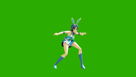 animación bailando caricaturas chicas de anime. chica en el estilo de baile de anime. bucle sin costuras de alta calidad en fondo verde.