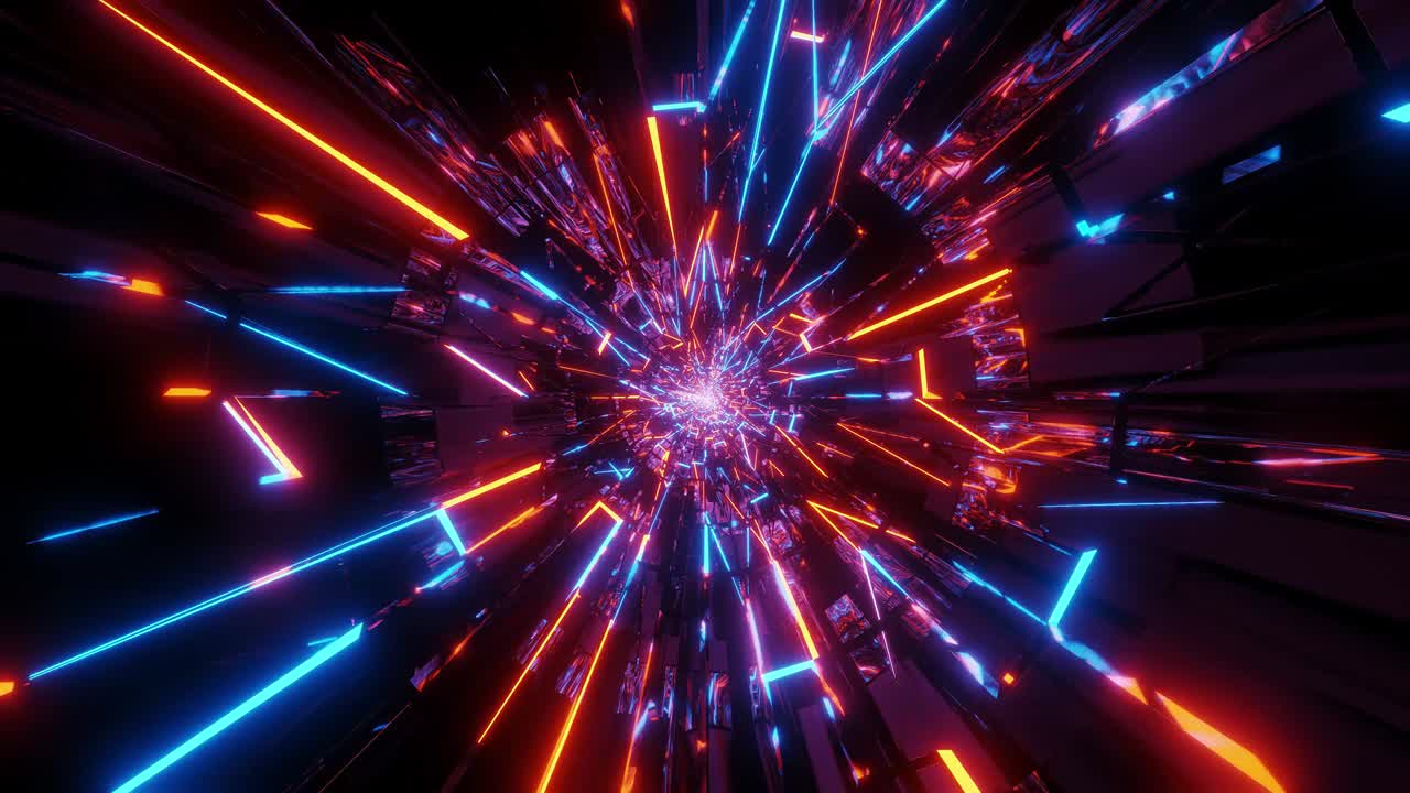 destruido demolido brillante marco de alambre en diseño roto túnel sin fin corredor ilustración 3d movimiento fondo papel tapiz en vivo muestras visuales vj bucle