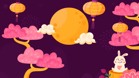 an animation of a flat background for mid-autumn festival celebration