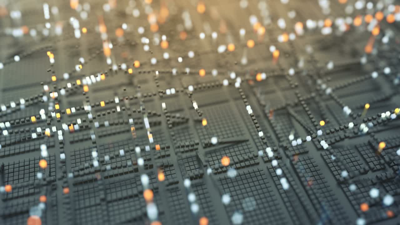 빛나는 큐브의 미래 매트릭스 3d 렌더링 애니메이션