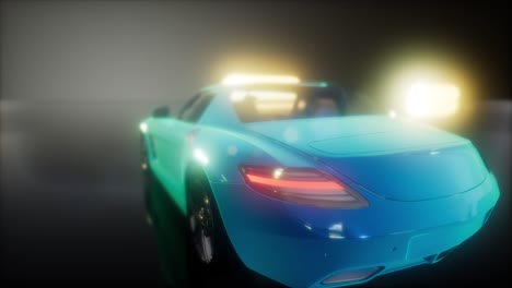 coche deportivo de lujo en un estudio oscuro con luces brillantes