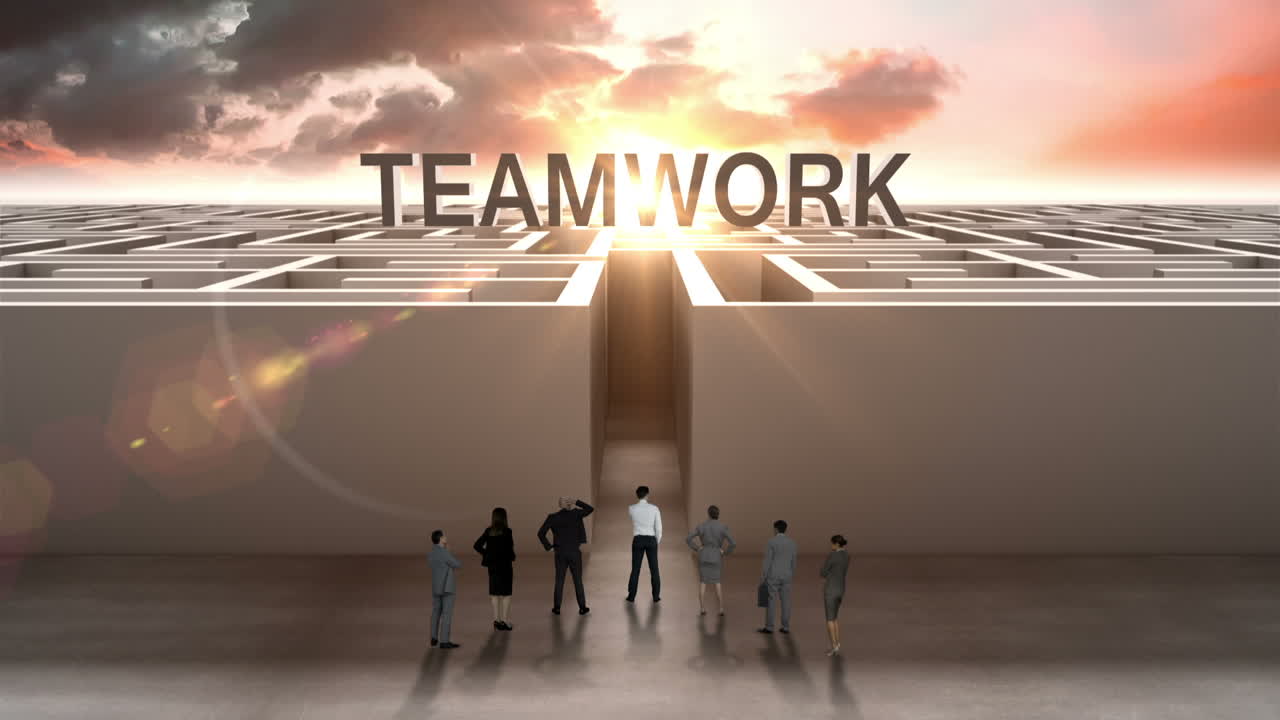 미로의 입구에 있는 사업가들