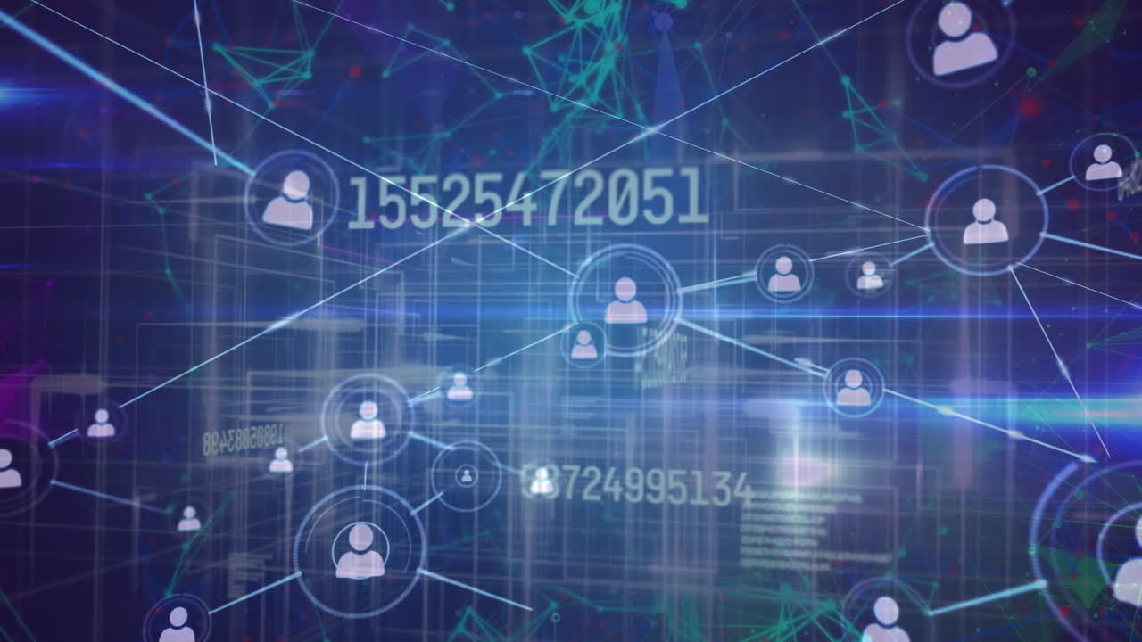 파란색 배경에 있는 데이터 처리의 애니메이션