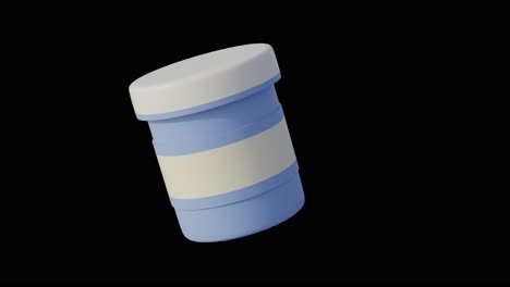 3d rendered blue plastic pill bottle with blank label